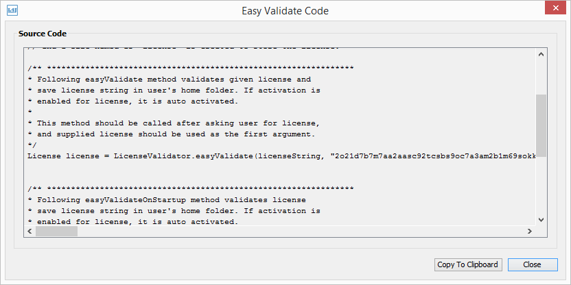 easyValidate source code window