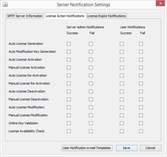 Auto License Generation and Activation Server Notifications Settings 1