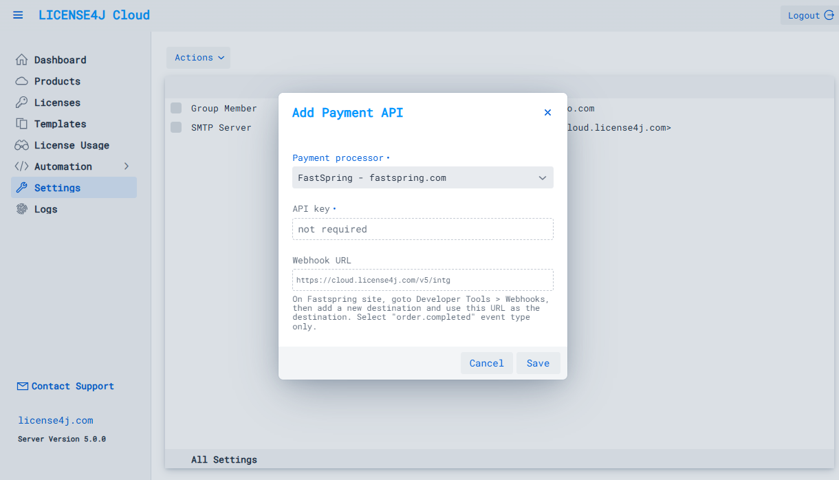 license4j fastspring integration 4